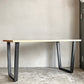 かなでもの KANADEMONO ザ・テーブル THE TABLE デスク ラバーウッド材 ナチュラル × ブラックスチール脚 トラペゾイド W140xD80cm ■