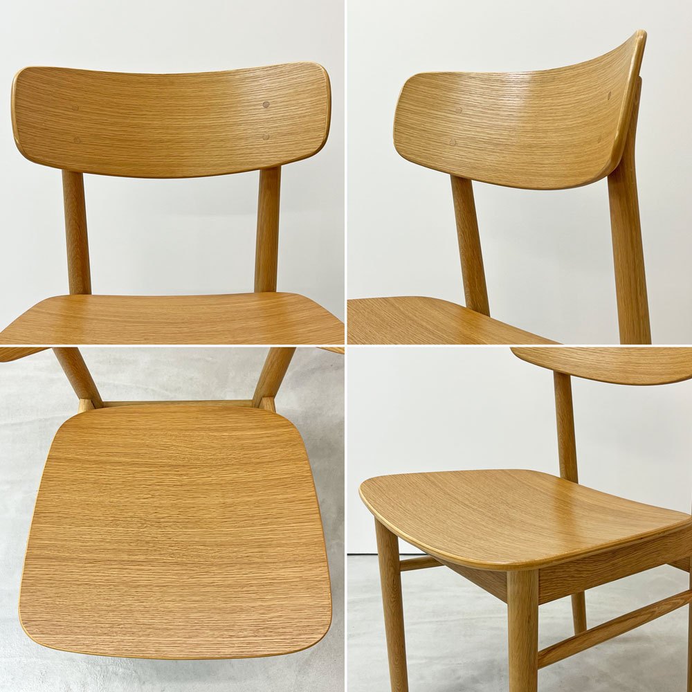 無印良品 MUJI ラウンドチェア オーク材 ダイニングチェア プライウッド 板座 ナチュラル シンプル B ●