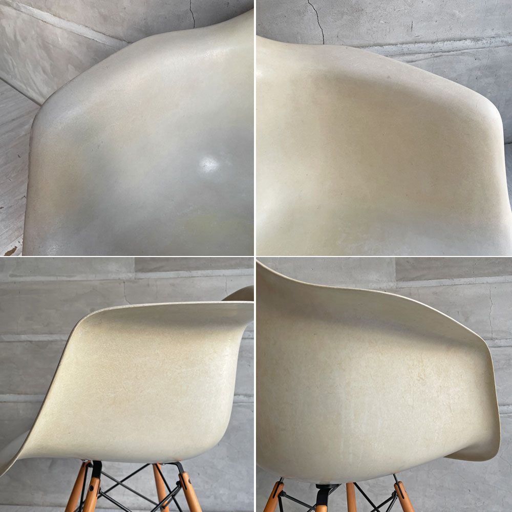 ハーマンミラー Herman Miller アームシェルチェア セカンド 2nd ビンテージ FRP パーチメント ダヴェルレッグベース イームズ ミッドセンチュリー ♪