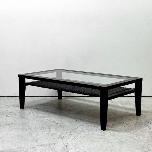 エーフラット a.flat ケイローテーブル KEI low table センターテーブル ガラス天板 ラタン ラバーウッド  定価￥52,360- ●