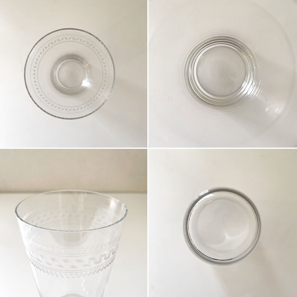 オールドバカラ Baccarat グレック Grecque ゴブレット タンブラーグラス H14cm エッチング ギリシャ模様 クリスタルガラス フランスビンテージ B ◎