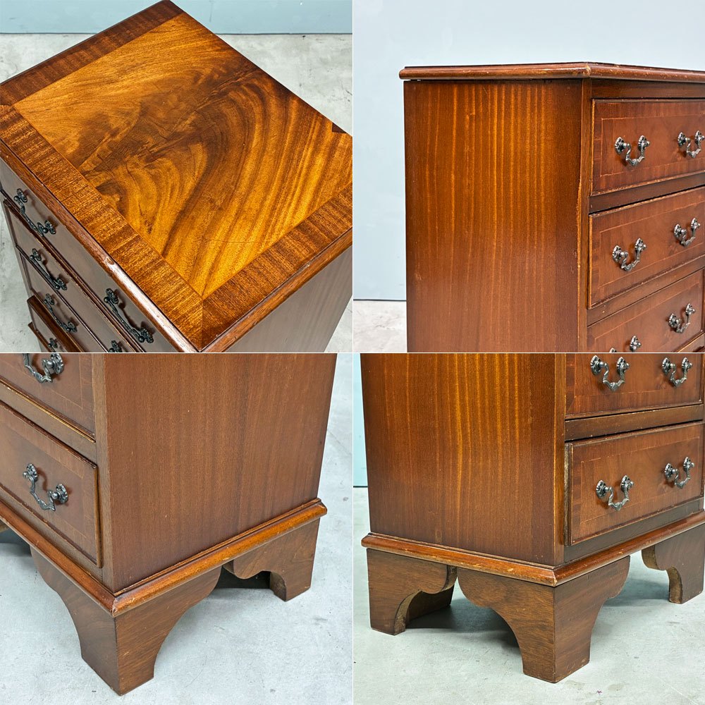 UKビンテージ UK vintage マホガニー材 コンパクトチェスト 4ドロワー H75.8cm 英国家具 ◎