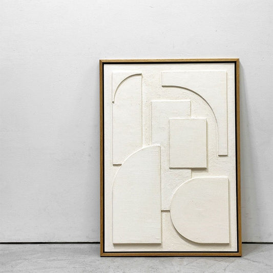 モーダンピープルズ Modern Peoples ハーフムーン HALFMOON テクスチャーアート L オーク無垢材 漆喰 立体 フレーム ハンドメイド 廃番 参考定価￥88,000- ●