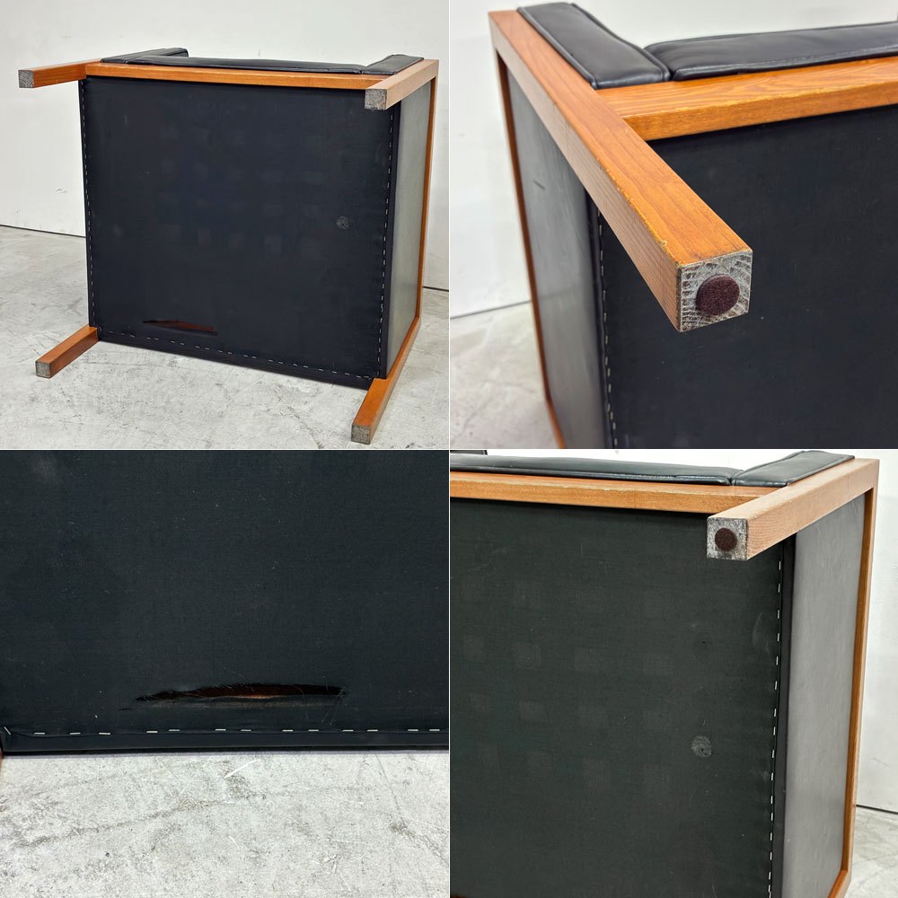 ハーマンミラー Herman Miller キューブグループシーティング ラウンジアームチェア ネルソンキューブ 1Pソファ 1人掛け レザー 本革 ブナ材 ブラック ●